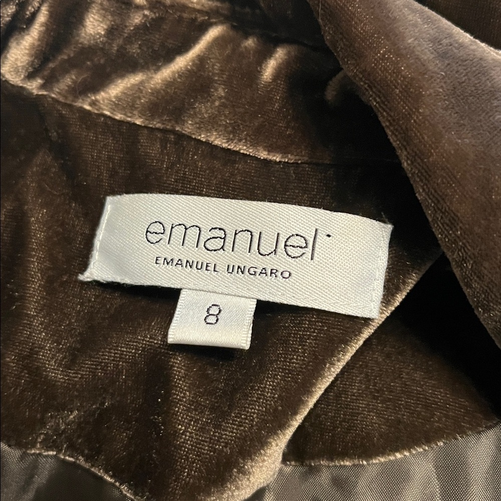 EMANUEL UNGARO vintage brown velvet button front blazer jacket size 8 like new